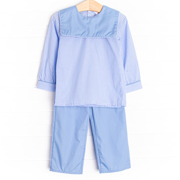 Harry Pant Set, Blue Gingham
