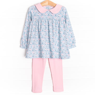 Emily Legging Set, Blue and Pink Floral
