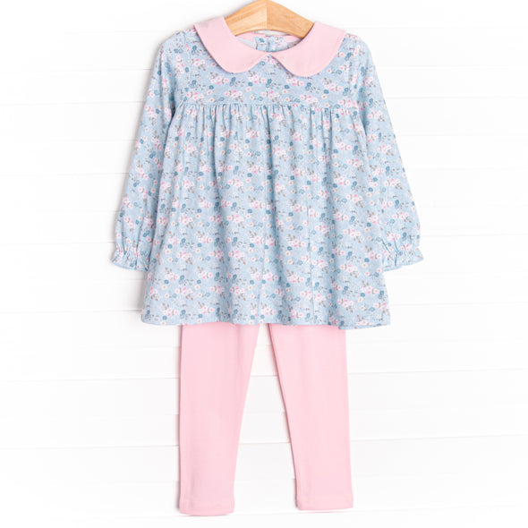 Emily Legging Set, Blue and Pink Floral