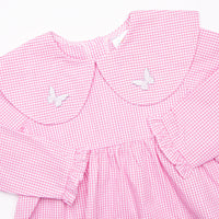 Whimsical Wings Embroidered Dress, Pink