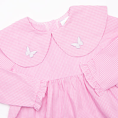 Whimsical Wings Embroidered Dress, Pink