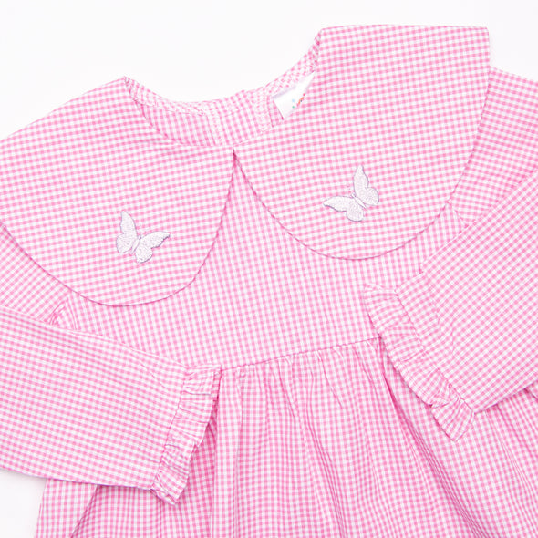 Whimsical Wings Embroidered Dress, Pink