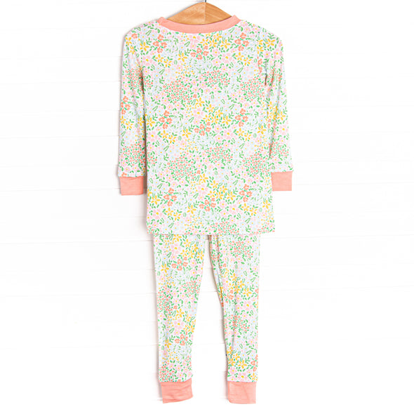 Floral Fields Bamboo Pajama Set, Pink