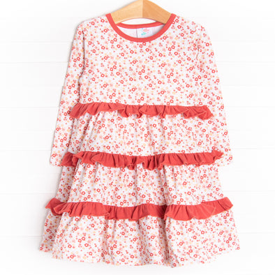 Crimson Camelia Twirl Dress, Red