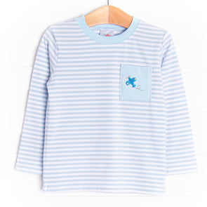 Travel Time Embroidered Shirt, Blue
