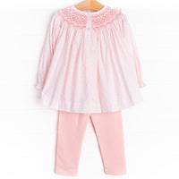 Bow Me Away Smocked Legging Set, Pink