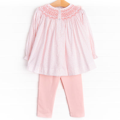 Bow Me Away Smocked Legging Set, Pink