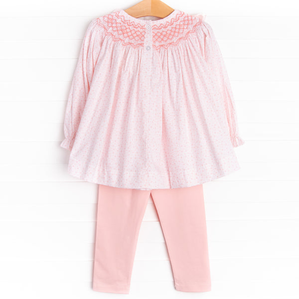 Bow Me Away Smocked Legging Set, Pink