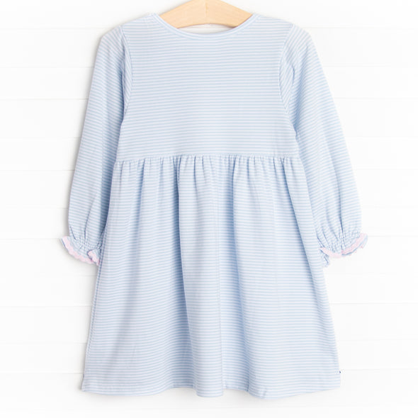 Dazzling Dancer Applique Dress, Blue Stripe