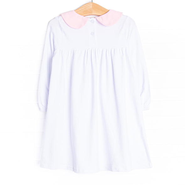 Busy Bees Embroidered Dress, White