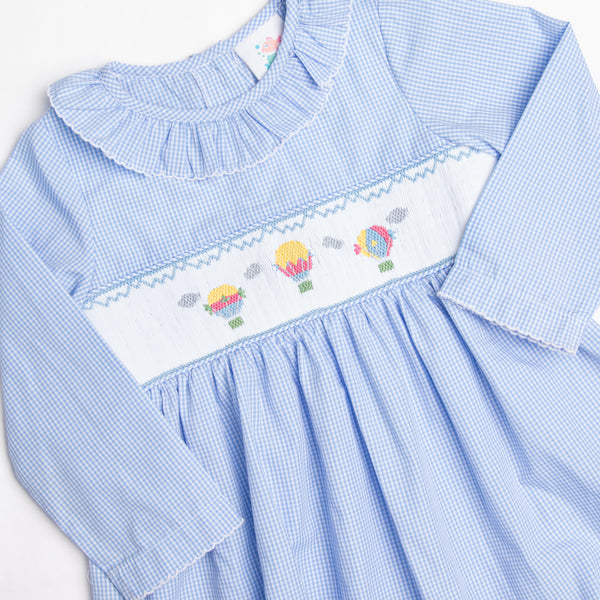 Balloon Adventures Smocked Dress, Blue