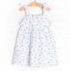 Blue Bud Blossoms Dress, White