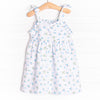 Blue Bud Blossoms Dress, White