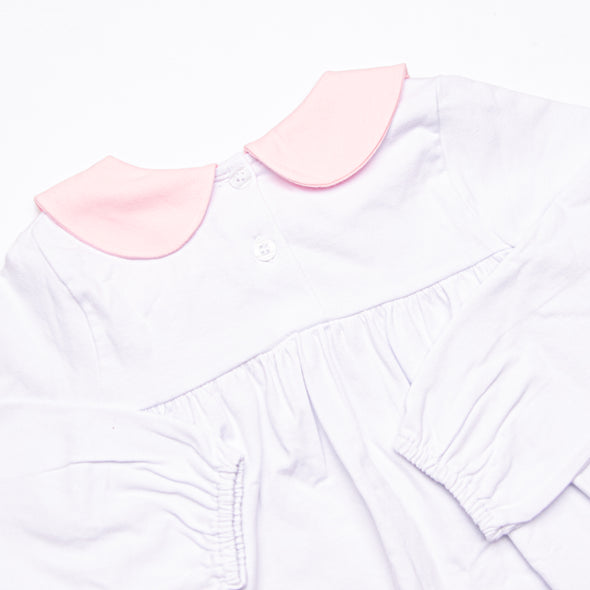 Busy Bees Embroidered Dress, White