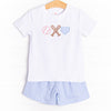 Bases Loaded Applique Short Set, Blue