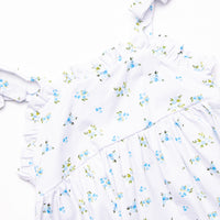 Blue Bud Blossoms Dress, White