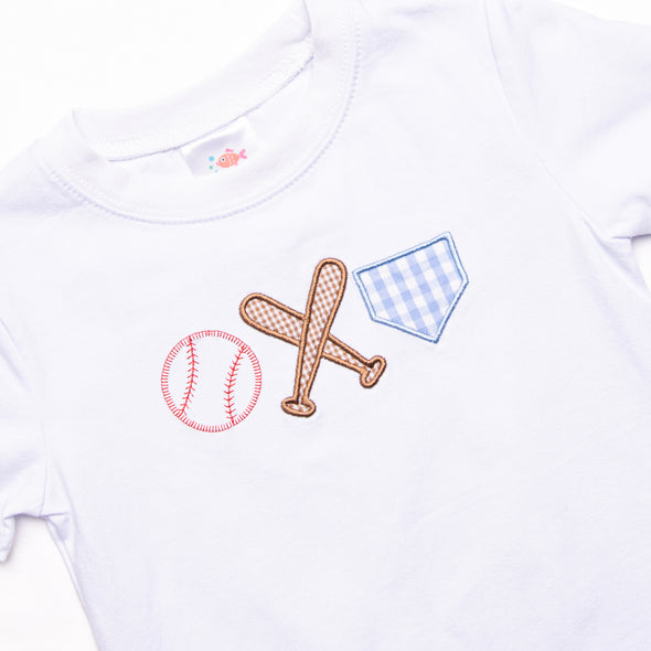 Bases Loaded Applique Short Set, Blue