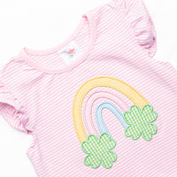 Happy Go Lucky Applique Dress, Pink Stripe