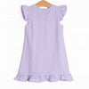 Spring Blooms Applique Dress, Purple Stripe