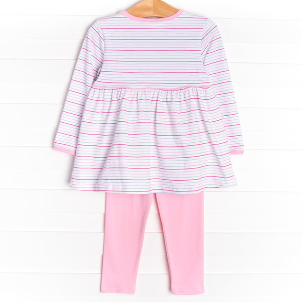 Raspberry Stripes Legging Set, Pink