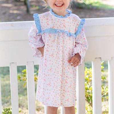 Girl's Go With the Floral Dress in Blue size 7