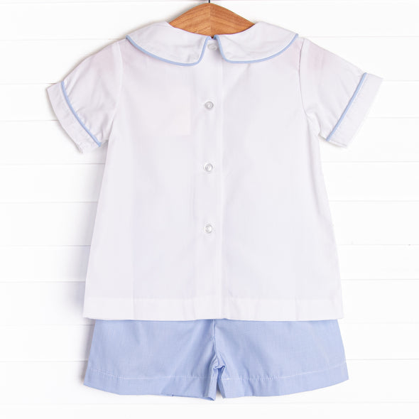 Playtime Pal Embroidered Short Set, Blue