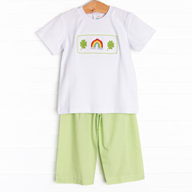 End of the Rainbow Smocked Pant Set, Green