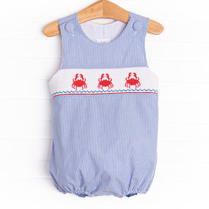 Pinchy and Patriotic Smocked Boy Bubble, Blue