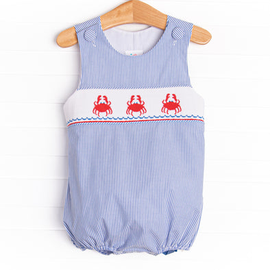 Pinchy and Patriotic Smocked Boy Bubble, Blue