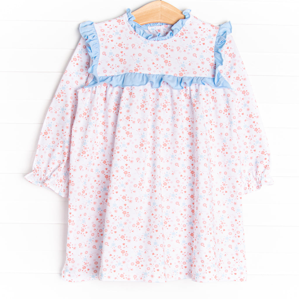 Girl's Go With the Floral Dress in Blue size 7