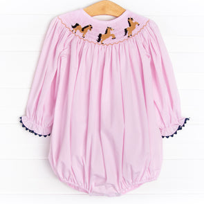 Saddle Up Smocked Bubble, Pink