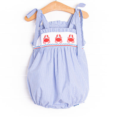 Pinchy and Patriotic Smocked Girl Bubble, Blue