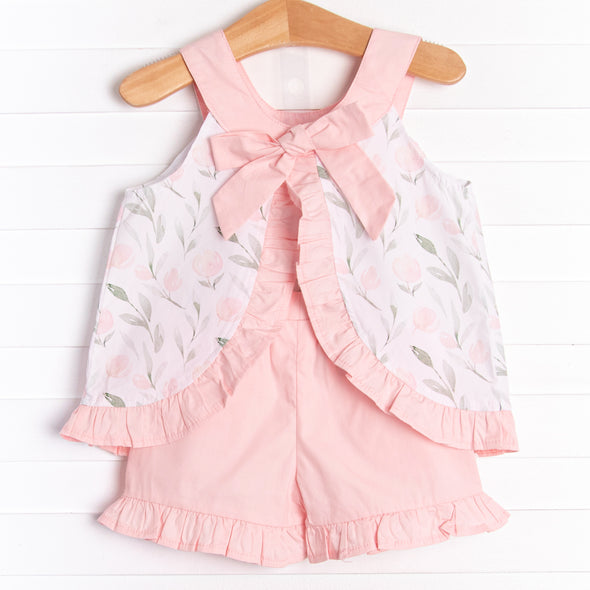 Rhododendron Ruffles Short Set, Pink