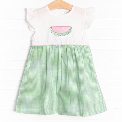 Wendy Watermelon Applique Dress, Green