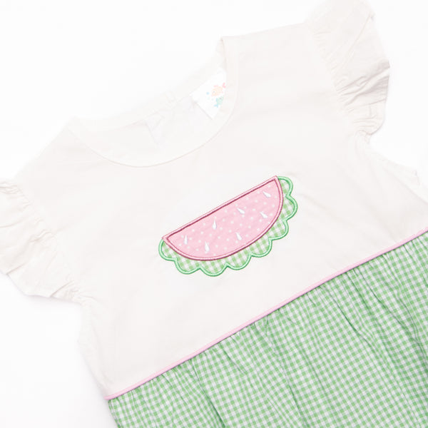 Wendy Watermelon Applique Dress, Green