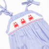 Pinchy and Patriotic Smocked Girl Bubble, Blue