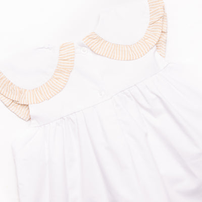 Peyton Bloomer Set, Tan Seersucker