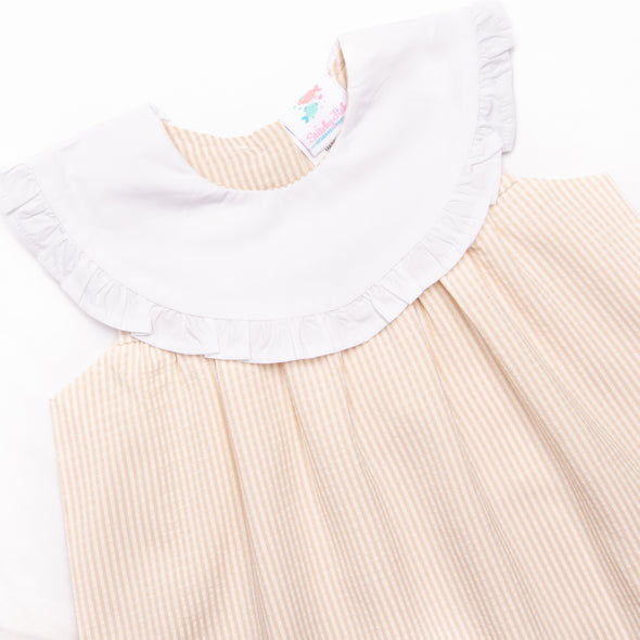 Peyton Dress, Tan Seersucker