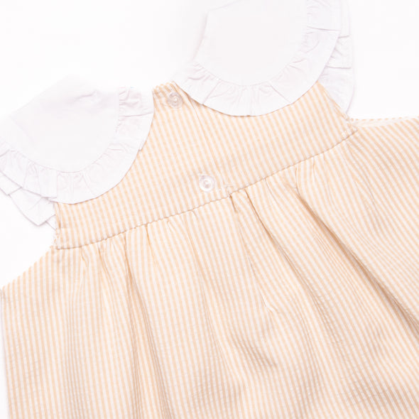 Peyton Dress, Tan Seersucker
