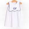 Whale Hello Applique Dress, Navy