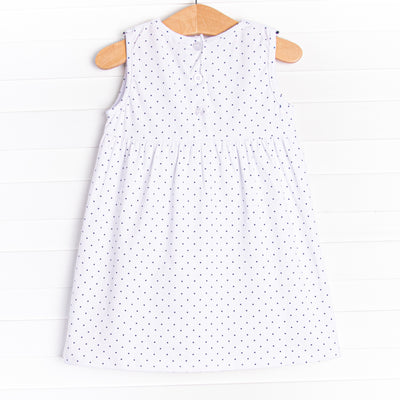 Whale Hello Applique Dress, Navy