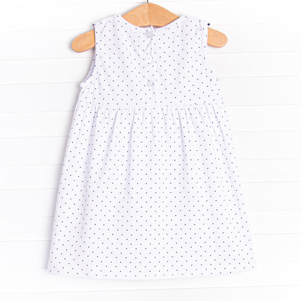 Whale Hello Applique Dress, Navy