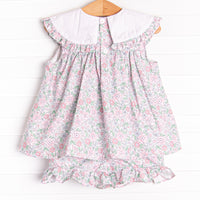 French Country Florals Ruffle Short Set, Pink