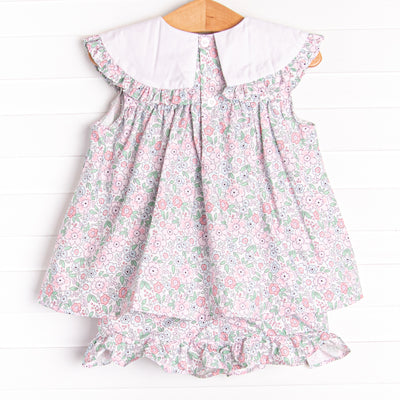 French Country Florals Ruffle Short Set, Pink