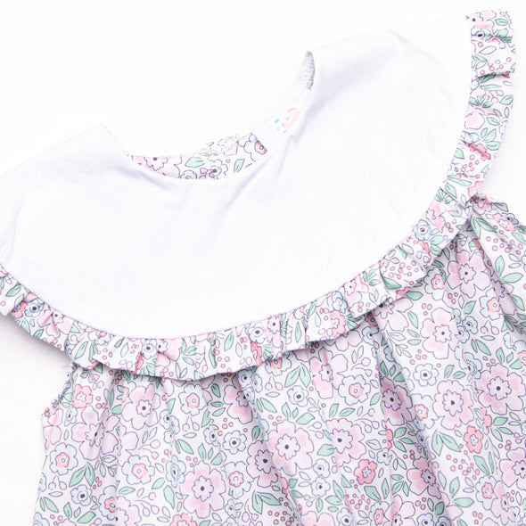 French Country Florals Ruffle Short Set, Pink