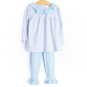 Ruthie Ruffle Legging Set, Blue