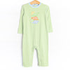 Dino Friends Applique Romper, Green Stripe