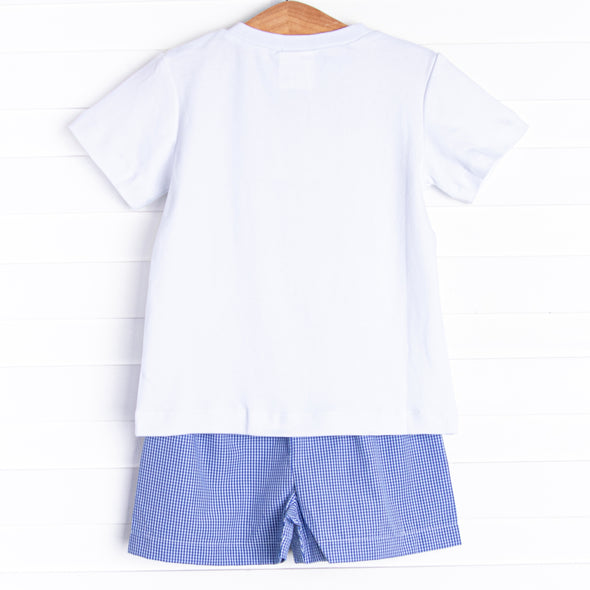 Construction Crew Smocked Short Set, White