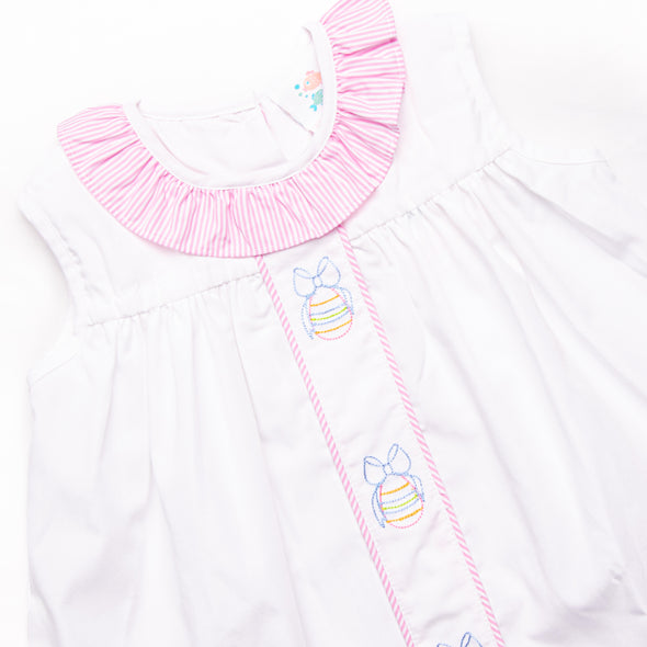 Prize Egg Embroidered Ruffle Short Set, Pink