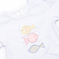 Fins and Friends Applique Girl Top, White